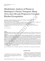 Metabolomic Analysis of Plasma in Huntington’s Disease Transgenic Sheep (Ovis aries) Reveals Progressive Circadian Rhythm Dysregulation