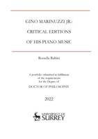 Gino Marinuzzi Jr.: Critical Editions of his Piano Music