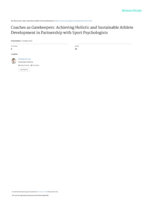 Coaches as gatekeepers: Achieving holistic and sustainable athlete development in partnership with sport psychologists
