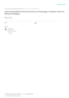 Appreciating different research practices in psychology: A student’s notes on research paradigms