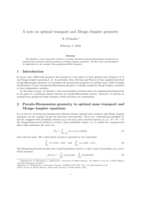 A note on optimal transport and Monge-Ampère geometry