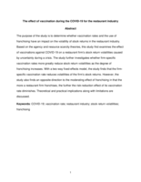 The effect of vaccination during the COVID-19 for the restaurant industry