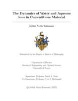 The Dynamics of Water and Aqueous Ions in Cementitious Material