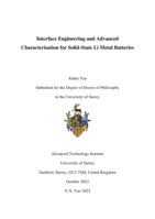 Interface Engineering and Advanced Characterisation for Solid-State Li Metal Batteries