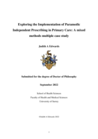 Exploring the Implementation of Paramedic Independent Prescribing in Primary Care: A mixed methods multiple case study