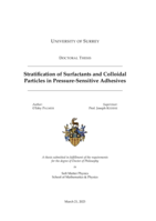 Stratification of Surfactants and Colloidal Particles in Pressure-Sensitive Adhesives