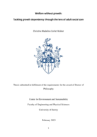 Welfare without growth: Tackling growth dependency through the lens of adult social care