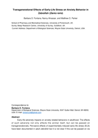 Transgenerational effects of early-life stress on anxiety behavior in zebrafish (Danio rerio)