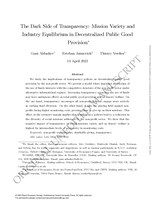 The Dark Side of Transparency: Mission Variety and Industry Equilibrium in Decentralized Public Good Provision