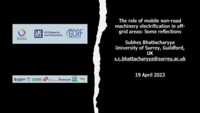 The role of mobile non-road machinery electrification in off-grid areas: Some reflections