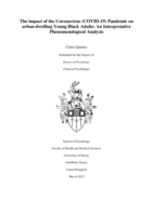 The impact of the Coronavirus (COVID-19) Pandemic on urban-dwelling Young Black Adults: An Interpretative Phenomenological Analysis