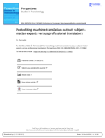 Postediting machine translation output: subject-matter experts versus professional translators