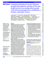Common elements of service delivery models that optimise quality of life and health service use among older people with advanced progressive conditions: a tertiary systematic review