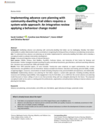Implementing advance care planning with community-dwelling frail elders requires a system-wide approach: An integrative review applying a behaviour change model
