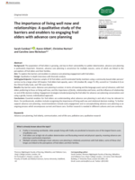 The importance of living well now and relationships: A qualitative study of the barriers and enablers to engaging frail elders with advance care planning