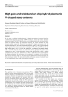 A high gain and wideband on-chip hybrid plasmonic V-shaped nano-antenna