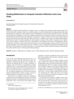 Teaching Mathematics to Computer Scientists: Reflections and a Case Study