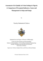 Assessment of Air Quality in Urban Settings in Nigeria: A Comparison of Perceptual Indicators, Causes and Management in Abuja and Enugu