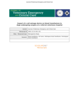 Impact of a cell salvage device on blood transfusions to dogs undergoing surgery at a referral veterinary hospital