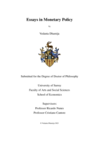 Essays in Monetary Policy