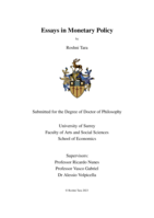 Essays in Monetary Policy