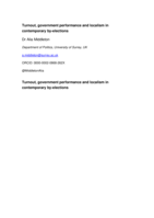 Turnout, government performance and localism in contemporary by-elections