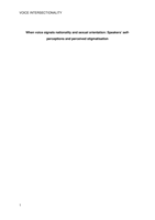 When voice signals nationality and sexual orientation: Speakers’ self-perceptions and perceived stigmatization