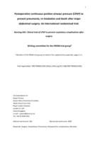 Postoperative continuous positive airway pressure to prevent pneumonia, re-intubation, and death after major abdominal surgery (PRISM): a multicentre, open-label, randomised, phase 3 trial