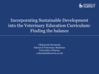Incorporating Sustainable Development into the Veterinary Education Curriculum: Finding the balance