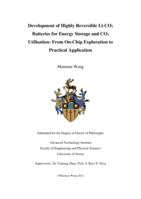 Development of Highly Reversible Li-CO2 Batteries for Energy Storage and CO2 Utilisation: From On-Chip Exploration to Practical Application