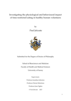 Investigating the physiological and behavioural impact of time-restricted eating in healthy human volunteers