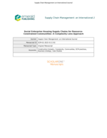 Social enterprise housing supply chains for resource-constrained communities: a complexity lens approach