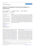 Hands-On: Investigating the role of physical manipulatives in spatial training