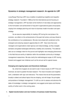 Editorial: Dynamics in strategic management research: An agenda for LRP