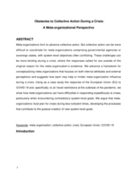 Obstacles to collective action during a crisis: A meta-organizational perspective