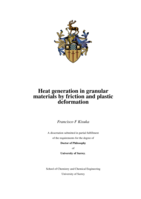 Heat generation in granular materials by friction and plastic deformation