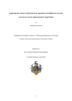 Exploring the extent to which the lived experiences of children in care and care leavers can be characterised by deprivation