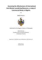Assessing the effectiveness of International  Anti-Money Laundering Measures; a study of  Commercial Banks in Nigeria