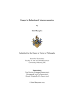 Essays in Behavioural Macroeconomics