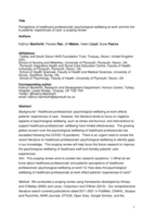 Perceptions of healthcare professionals’ psychological wellbeing at work and the link to patients’ experiences of care: a scoping review