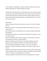 Guideline for the management of fatigue in children and adolescents with cancer or pediatric hematopoietic cell transplant recipients: 2023 update