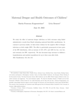 Maternal Dengue and Health Outcomes of Childrent