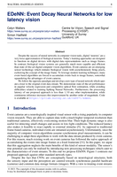 EDeNN: Event Decay Neural Networks for low latency vision