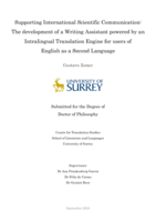 Supporting International Scientific Communication: The development of a Writing Assistant powered by an Intralingual Translation Engine for users of  English as a Second Language