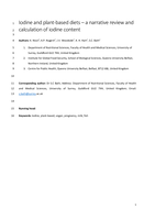 Iodine and plant-based diets: a narrative review and calculation of iodine content