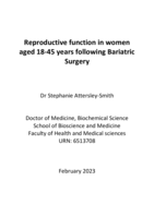 Reproductive function in women aged 18-45 years following Bariatric Surgery
