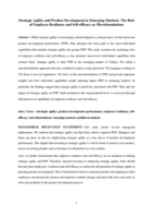 Strategic Agility and Product Development in Emerging Markets: The Role of Employee Resilience and Self-efficacy as Microfoundations