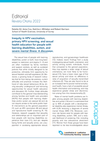 Inequity in HPV vaccination, primary HPV screening, and sexual health education for people with learning disabilities, autism, and severe mental illness: A discussion.