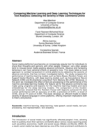 Comparing Machine Learning and Deep Learning Techniques for Text Analytics: Detecting the Severity of Hate Comments Online