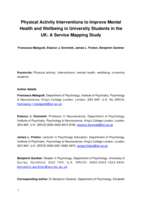Physical Activity Interventions to Improve Mental Health and Wellbeing in University Students in the UK: A Service Mapping Study